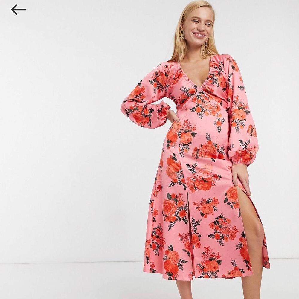 ASOS Design Pink Floral Maxi - Size 4